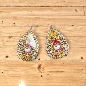 Country Christmas Leopard Print Earrings